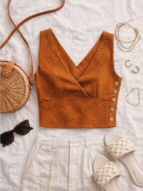 Maeve by Anthropologie Pecan Textured Jacquard Crop Tank Top – Size Small